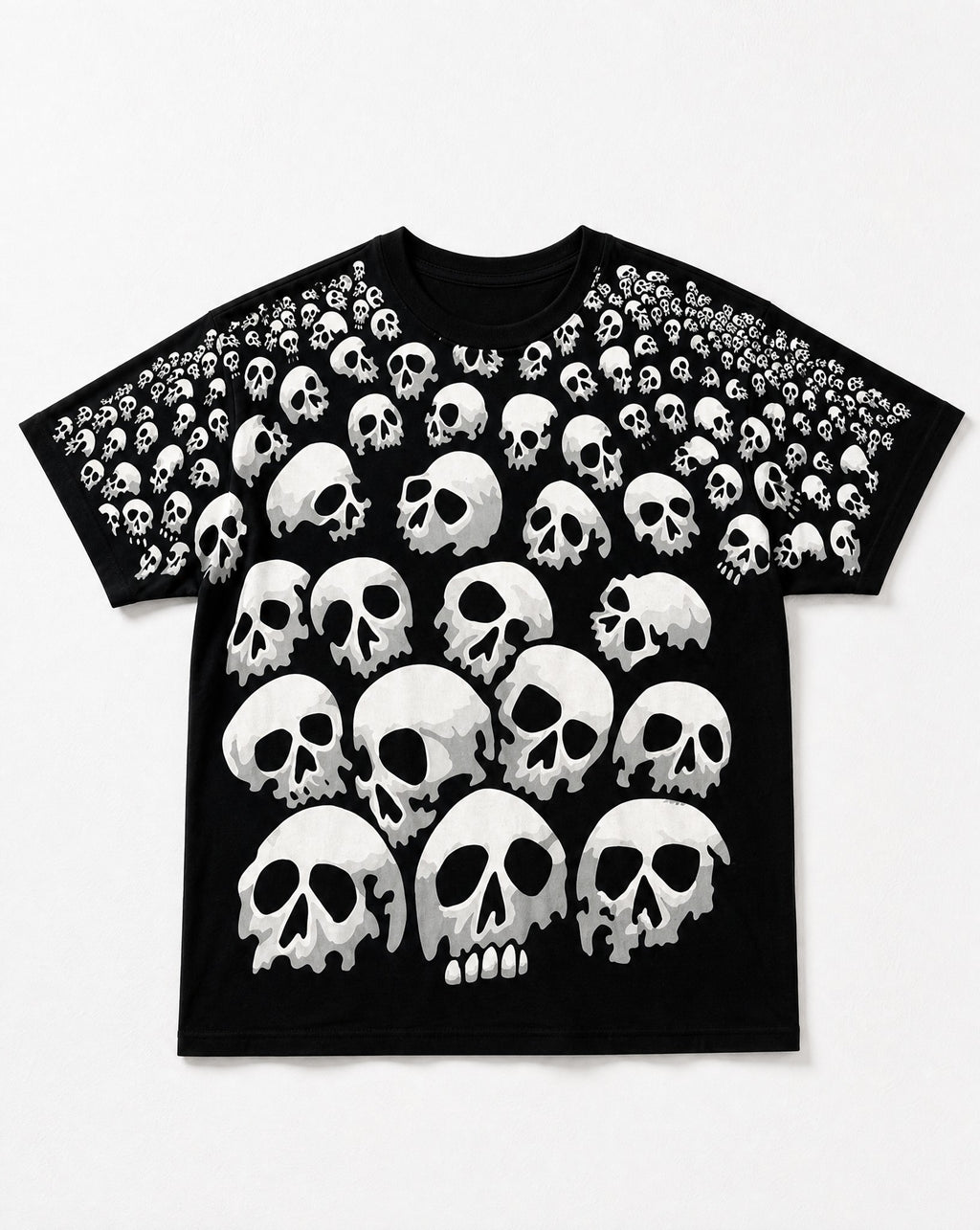 Skulls Everywhere Black Tee - White Wall Product