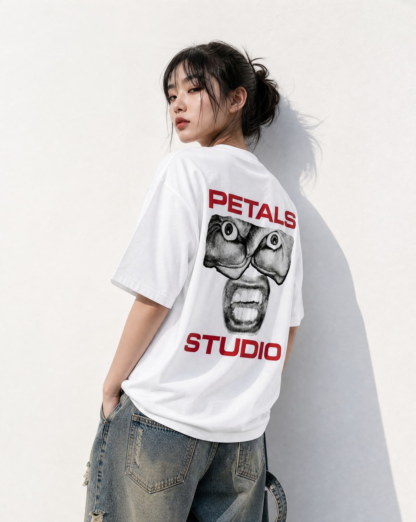 Studio Sanity Tee in White - Editorial Image