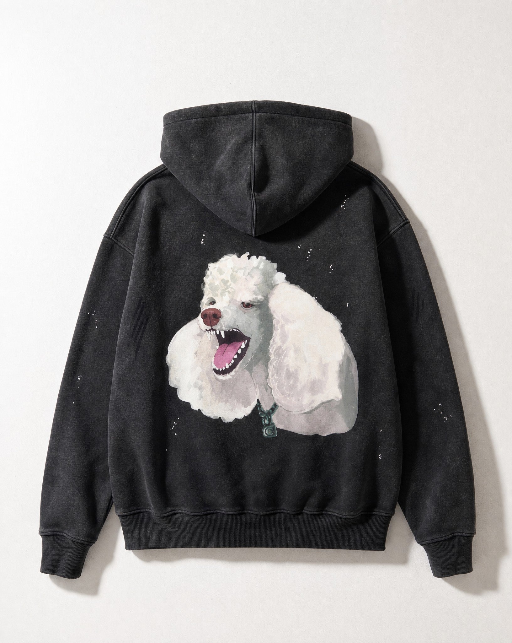 Vicious Distressed Hoodie in Black - White Wall Product