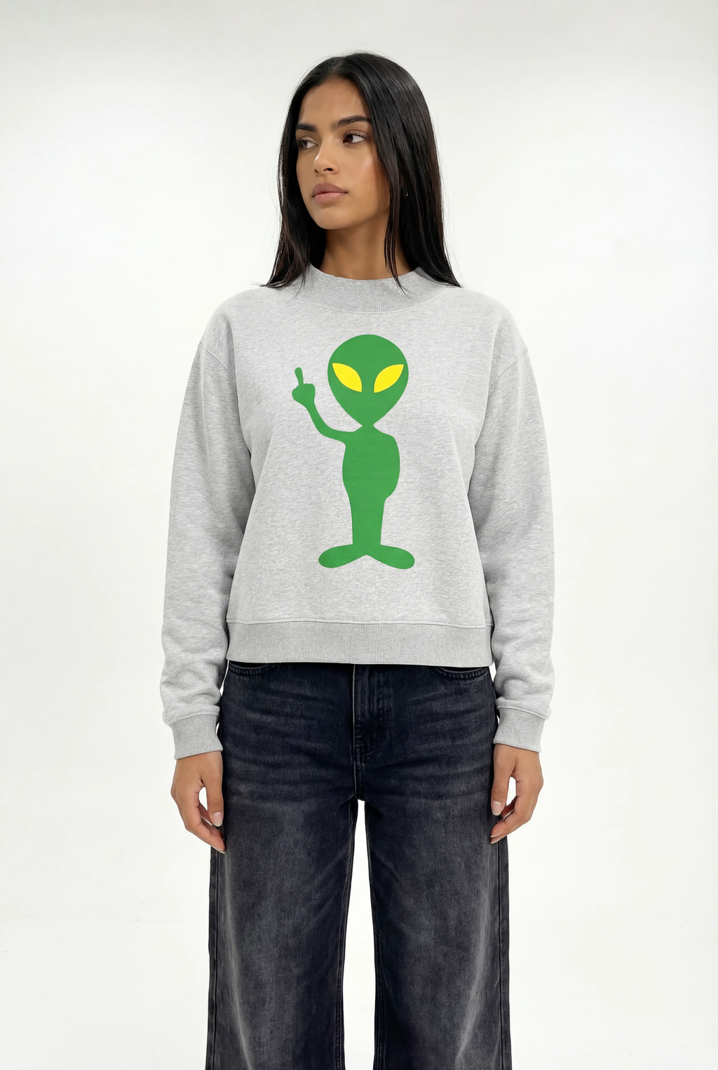 Women's The Finger Mock Neck Sweater in Grey