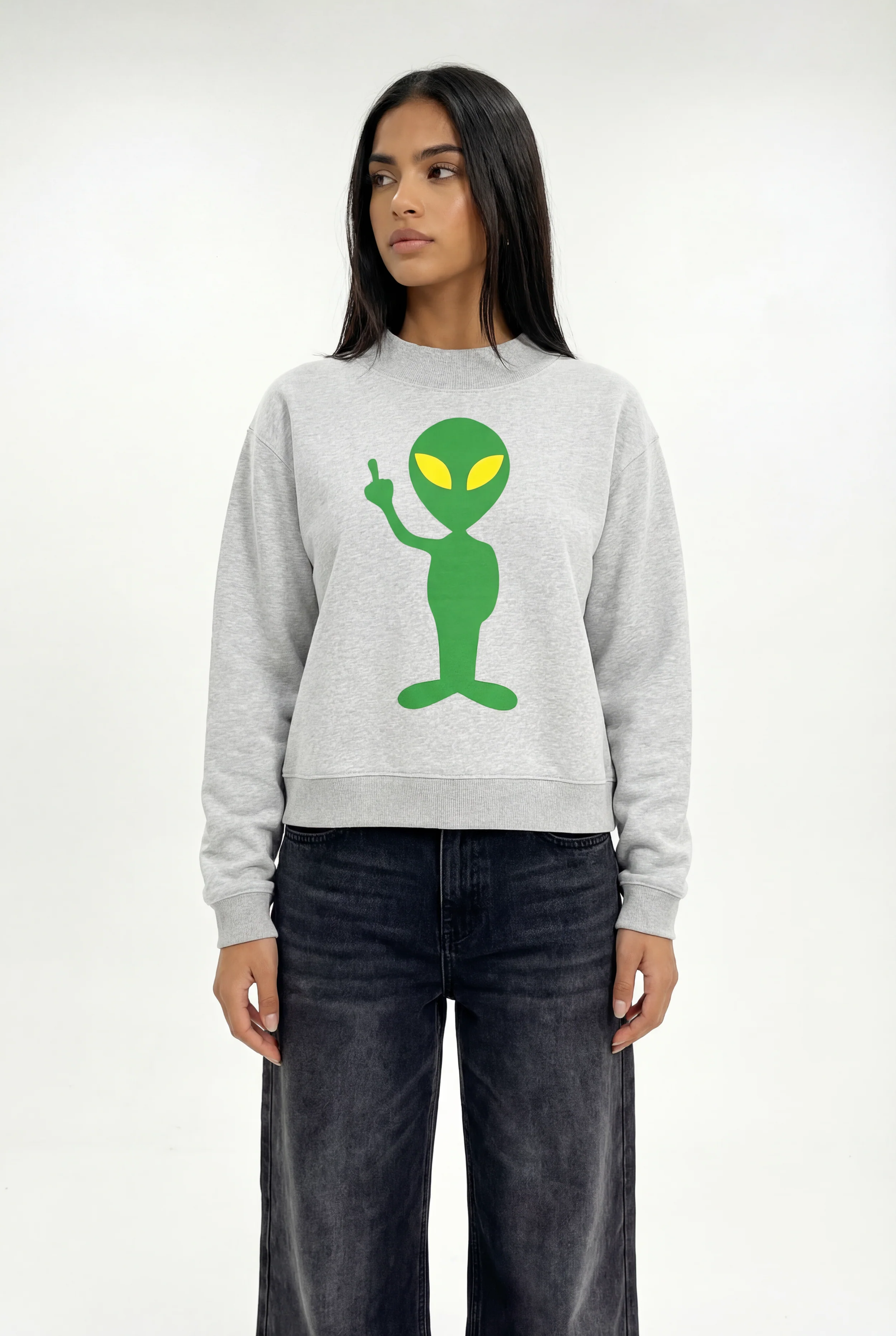 Women's The Finger Mock Neck Sweater in Grey