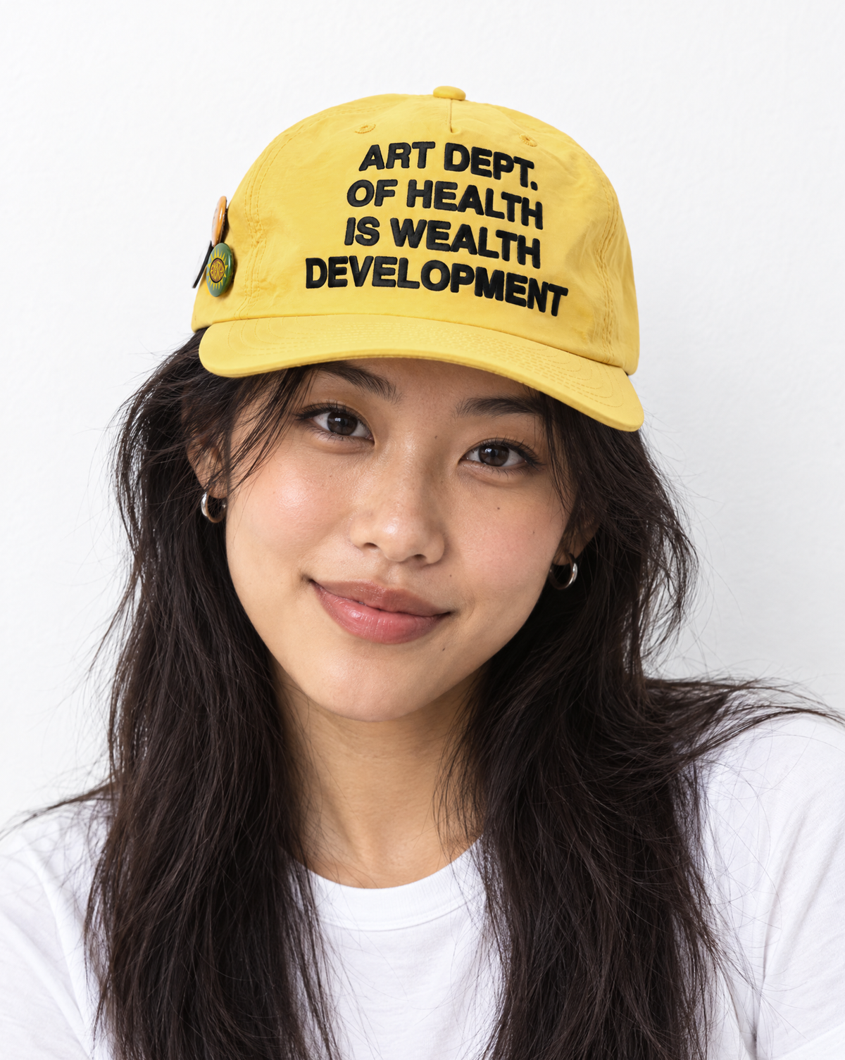 Health is Wealth Nylon Hat in Canary Yellow