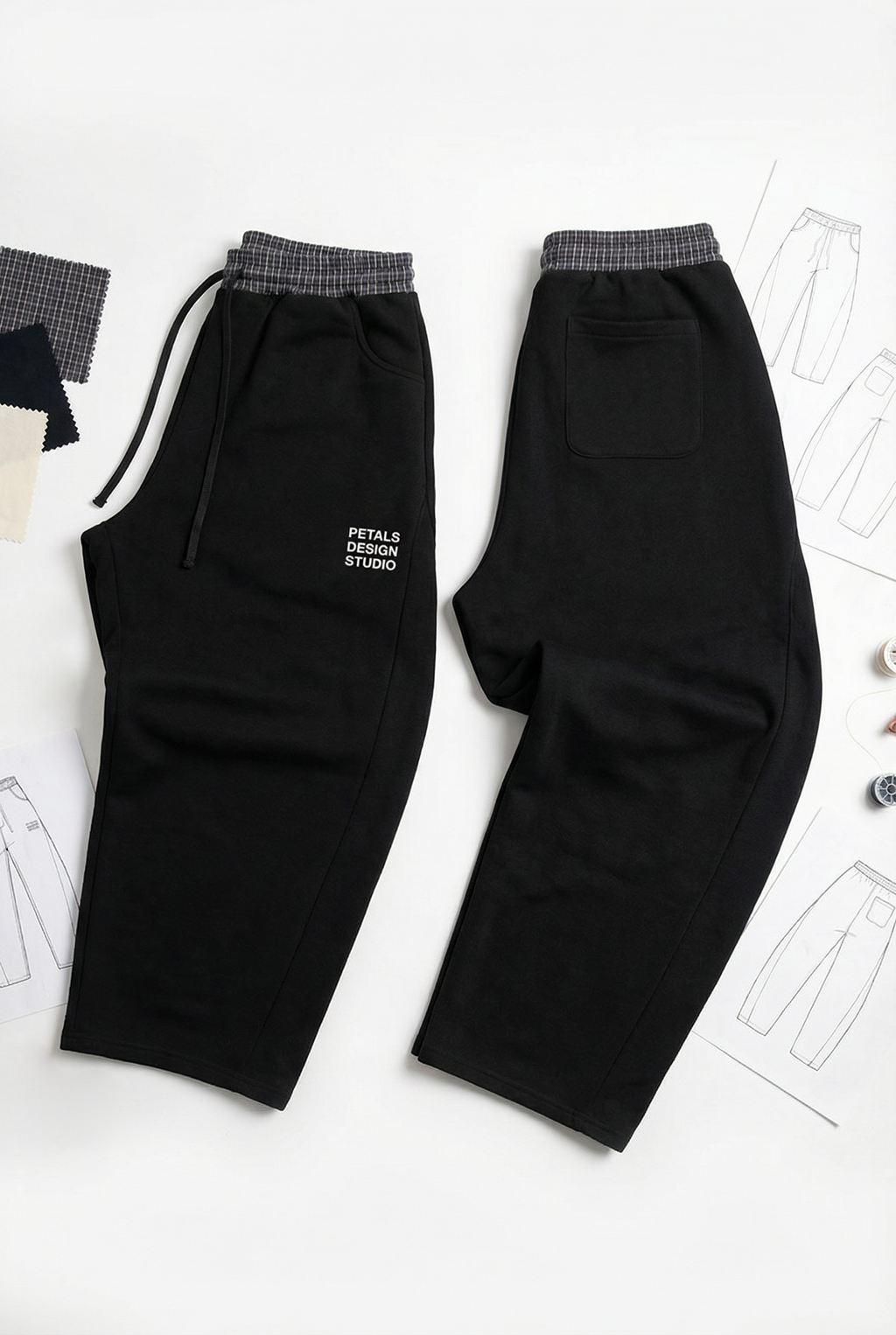 Petals Boxer Sweats in Black