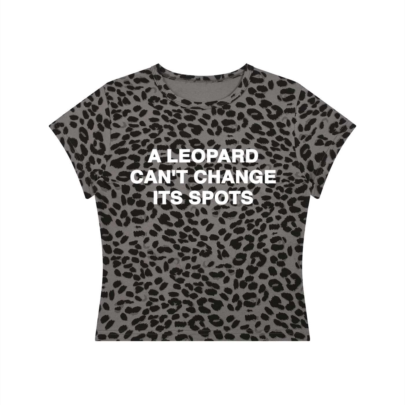 Leopard Spots Women's Crop Tee in Grey