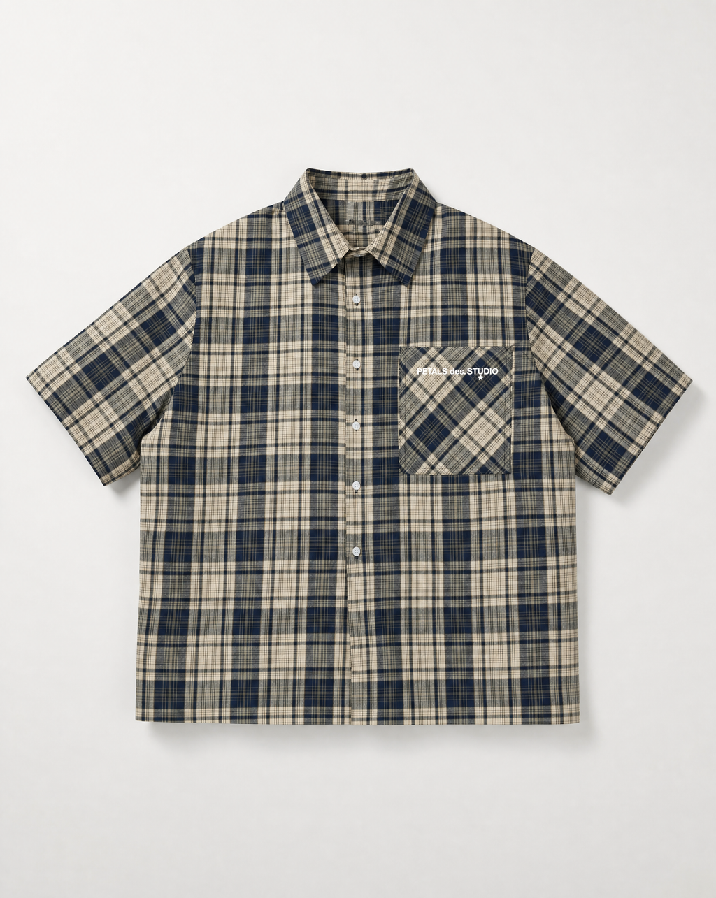 PDS Chex Boxy Button Up in Blue/Cream