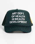 Health is Wealth Trucker Hat in Forest Green