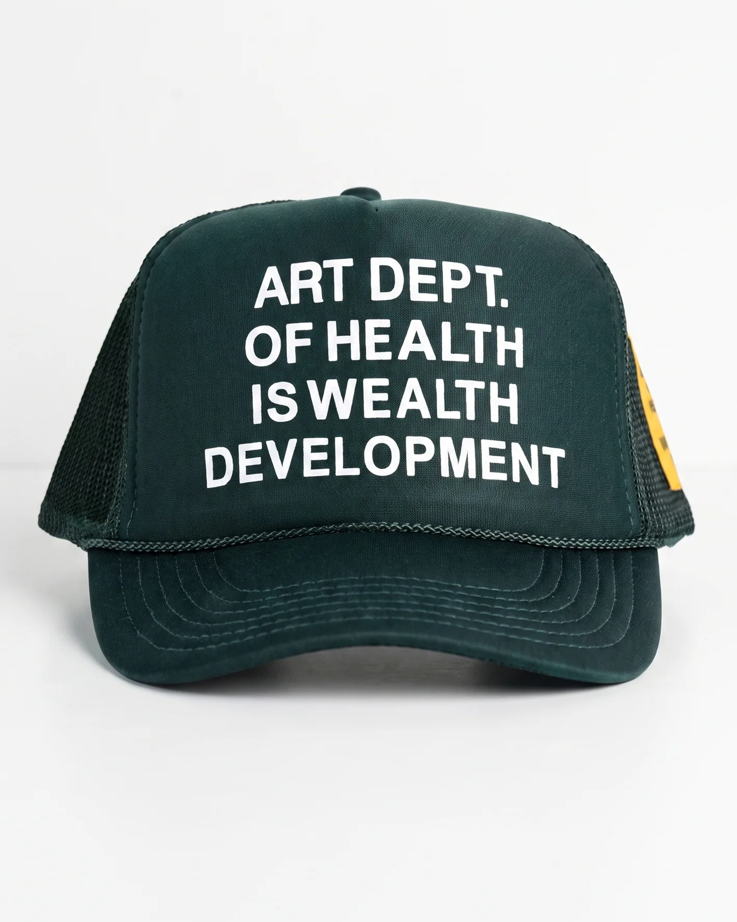 Health is Wealth Trucker Hat in Forest Green