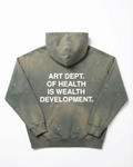 Health is Wealth Distressed Hoodie in Moon Grey