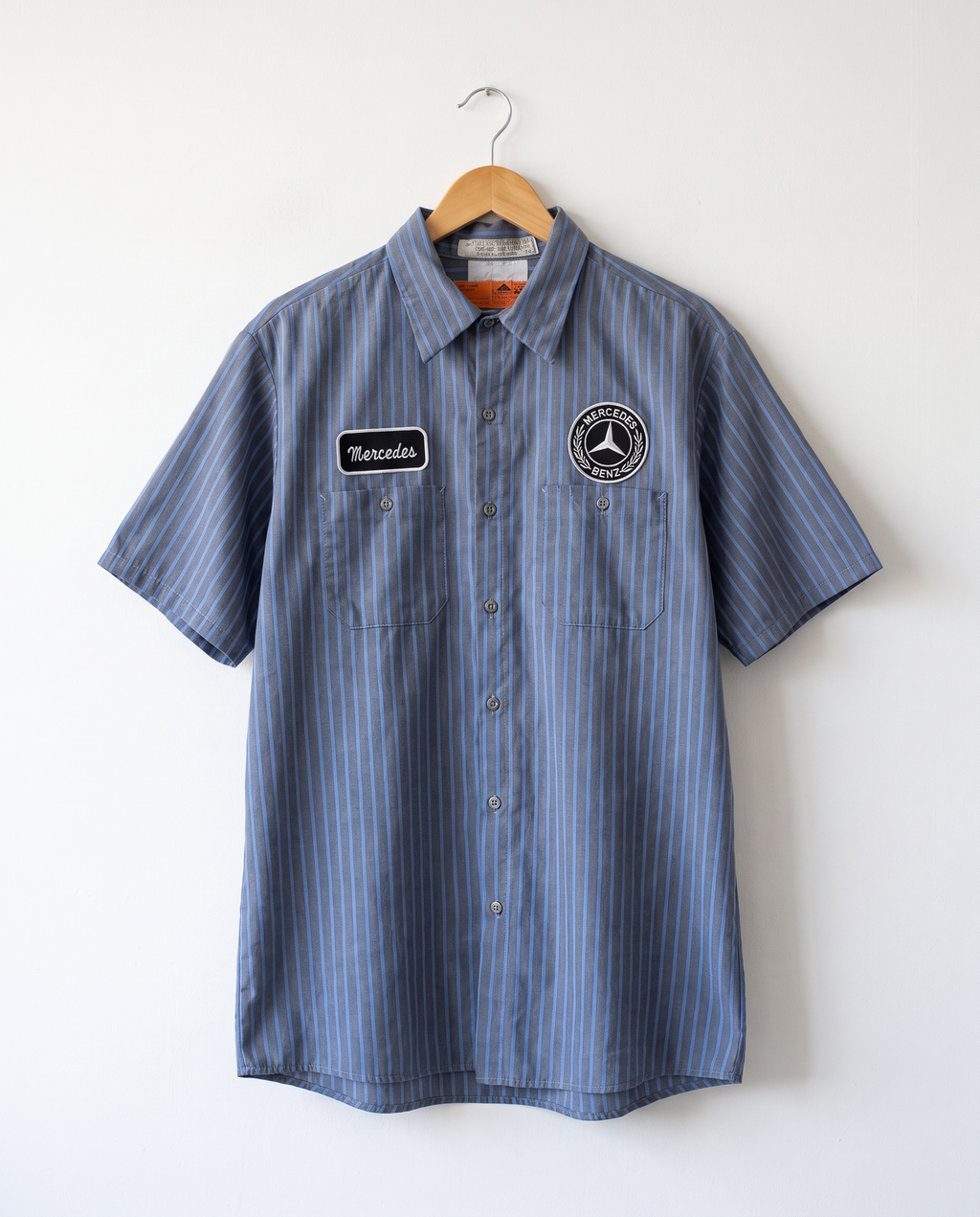 MBFW Work Shirt G/B — White Wall Front