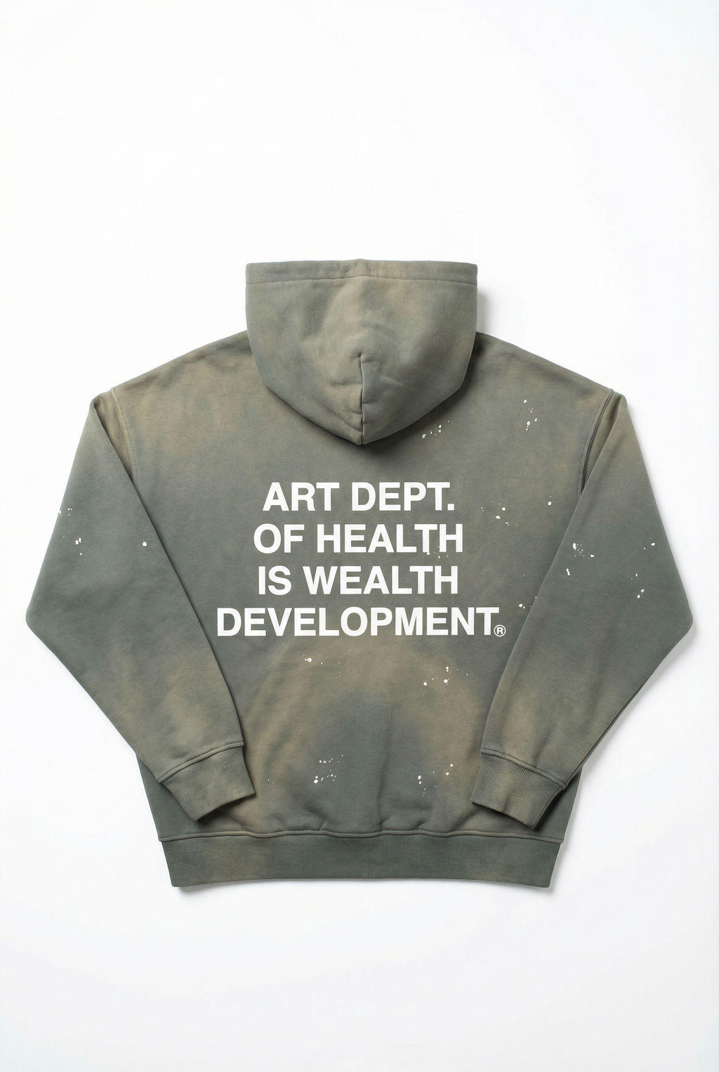 Health is Wealth Distressed Hoodie in Moon Grey