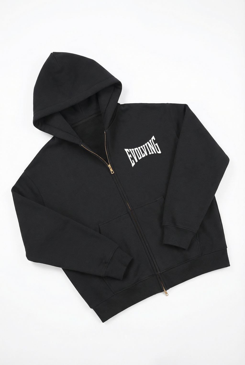 Evolving Boxy Zip Hoodie in Black