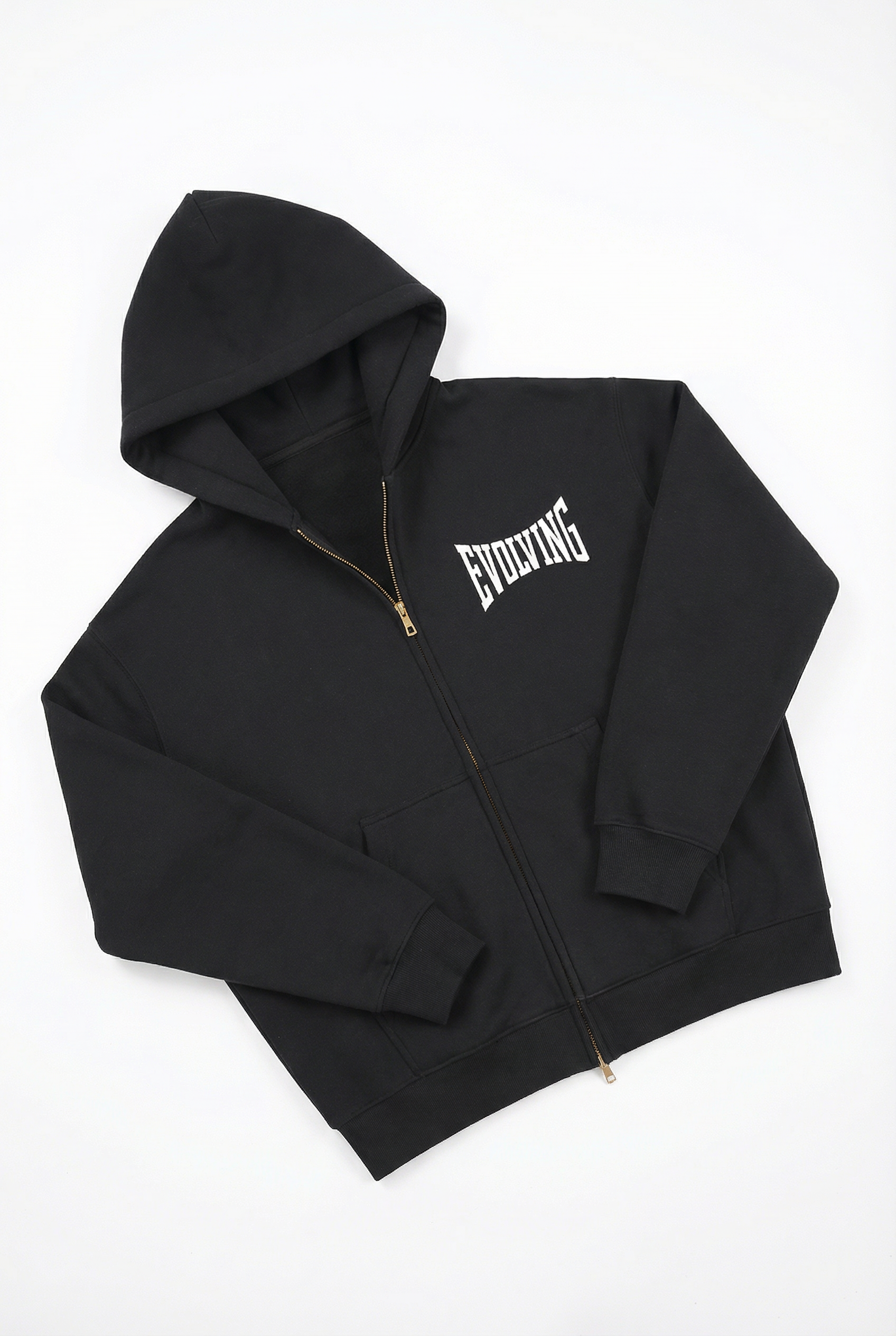 Evolving Boxy Zip Hoodie in Black
