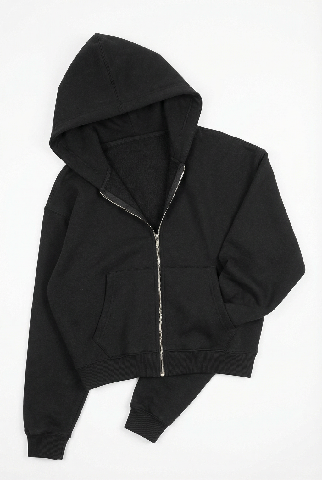 CORE: 380 GSM Box Zip Hoodie in Black