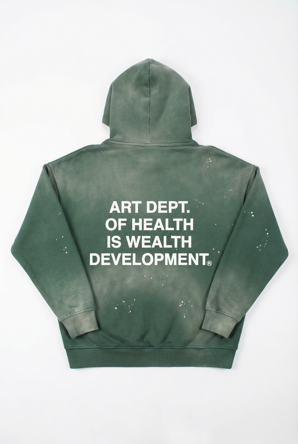 Health is Wealth Distressed Hoodie in Green