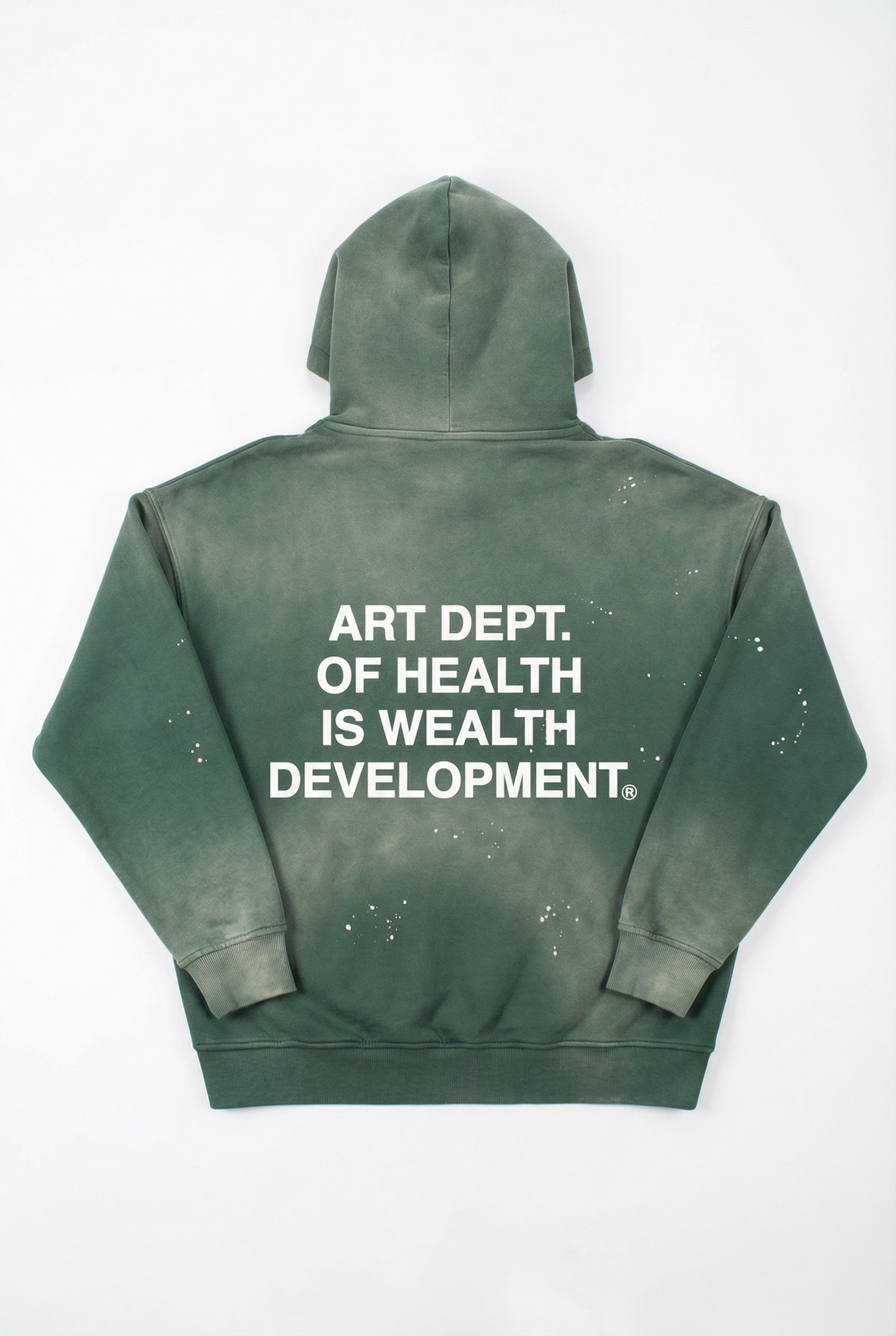 Health is Wealth Distressed Hoodie in Green