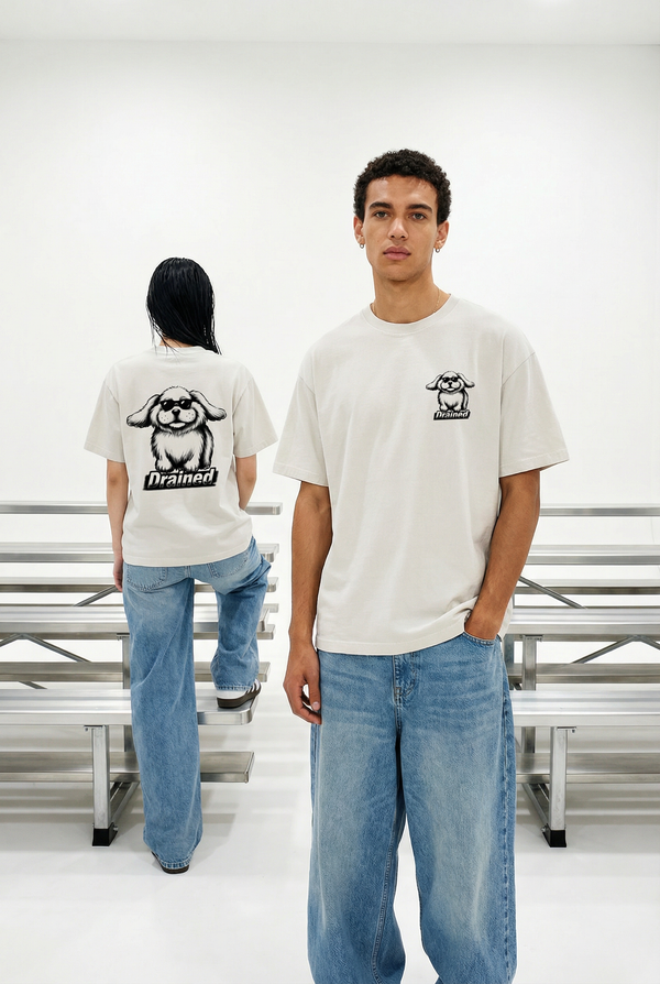 Drained Vintage White Oversized Tee