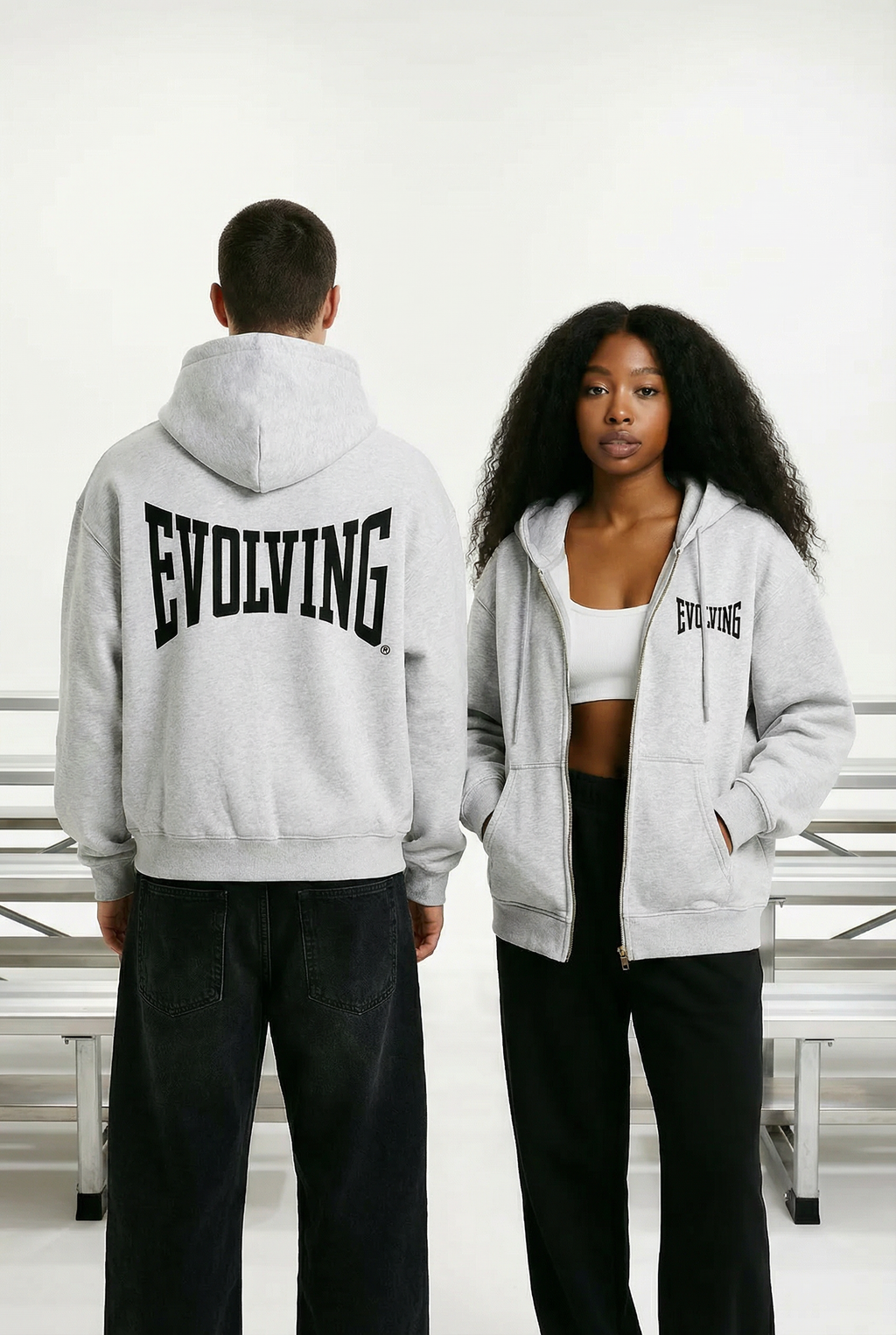 Evolving Boxy Zip Hoodie in Grey