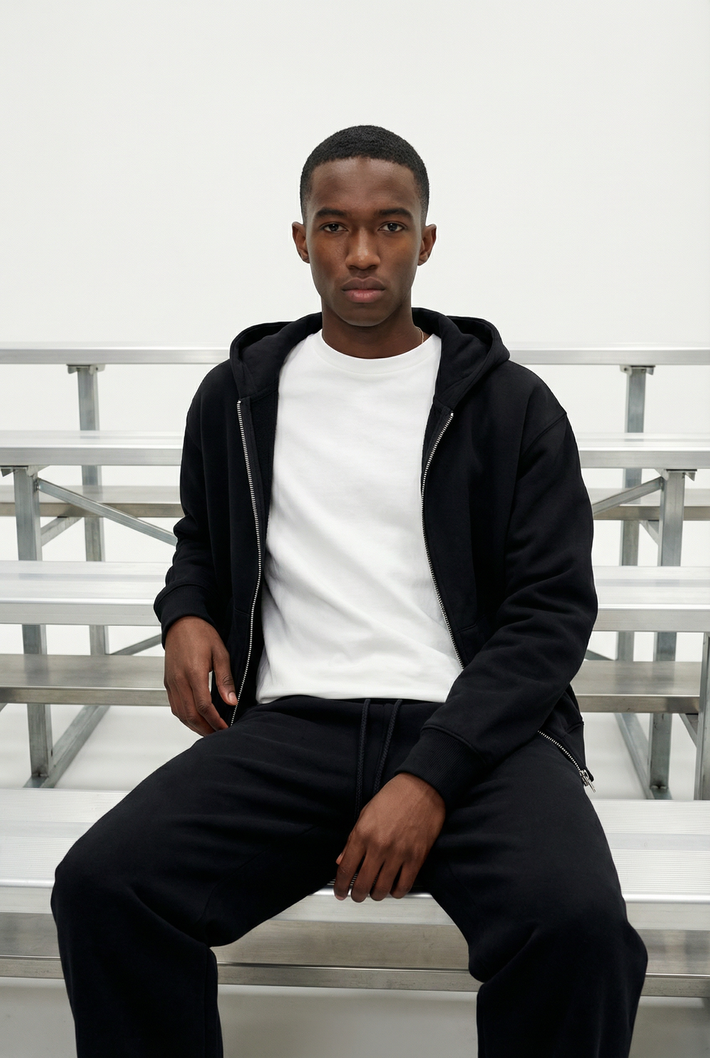 CORE: 380 GSM Box Zip Hoodie in Black