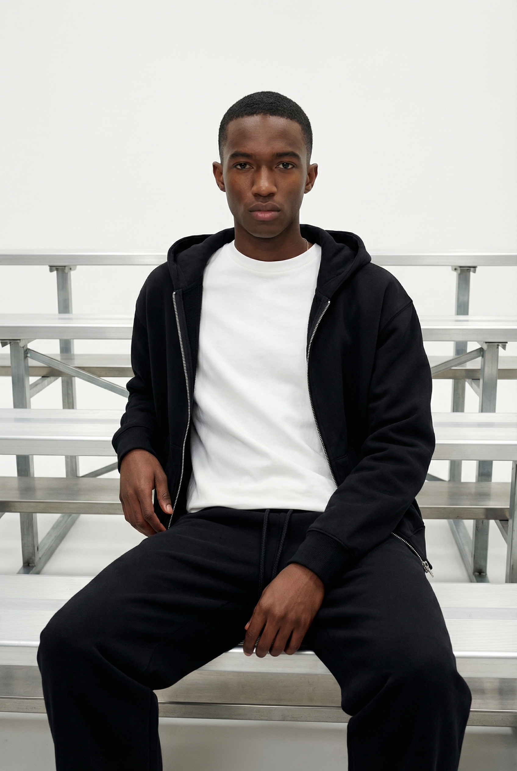 CORE: 380 GSM Box Zip Hoodie in Black