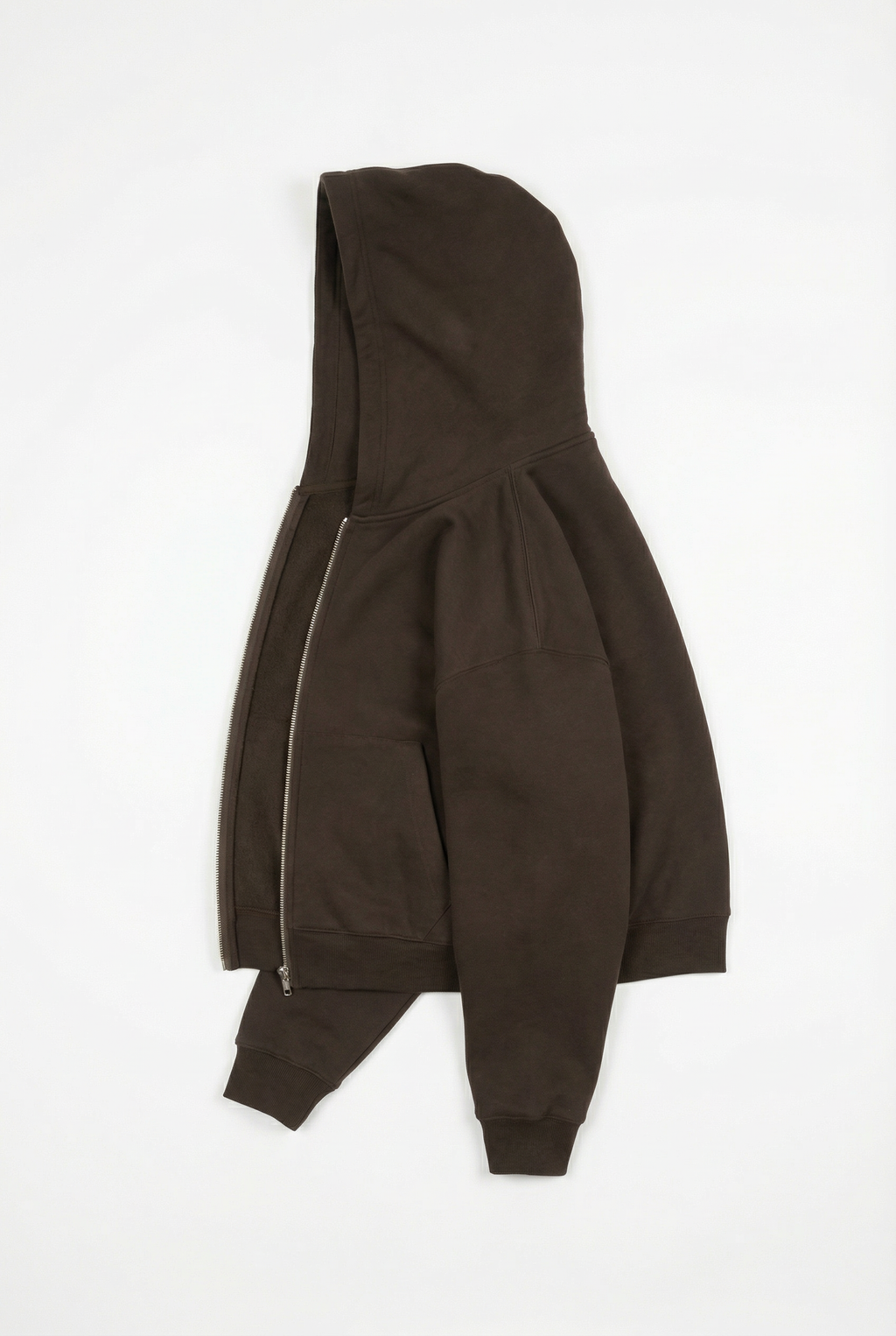 CORE: 380 GSM Box Zip Hoodie in Chocolate