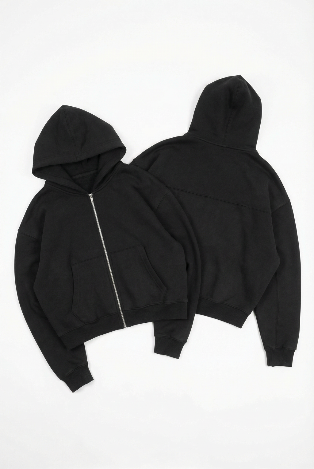 CORE: 380 GSM Box Zip Hoodie in Black