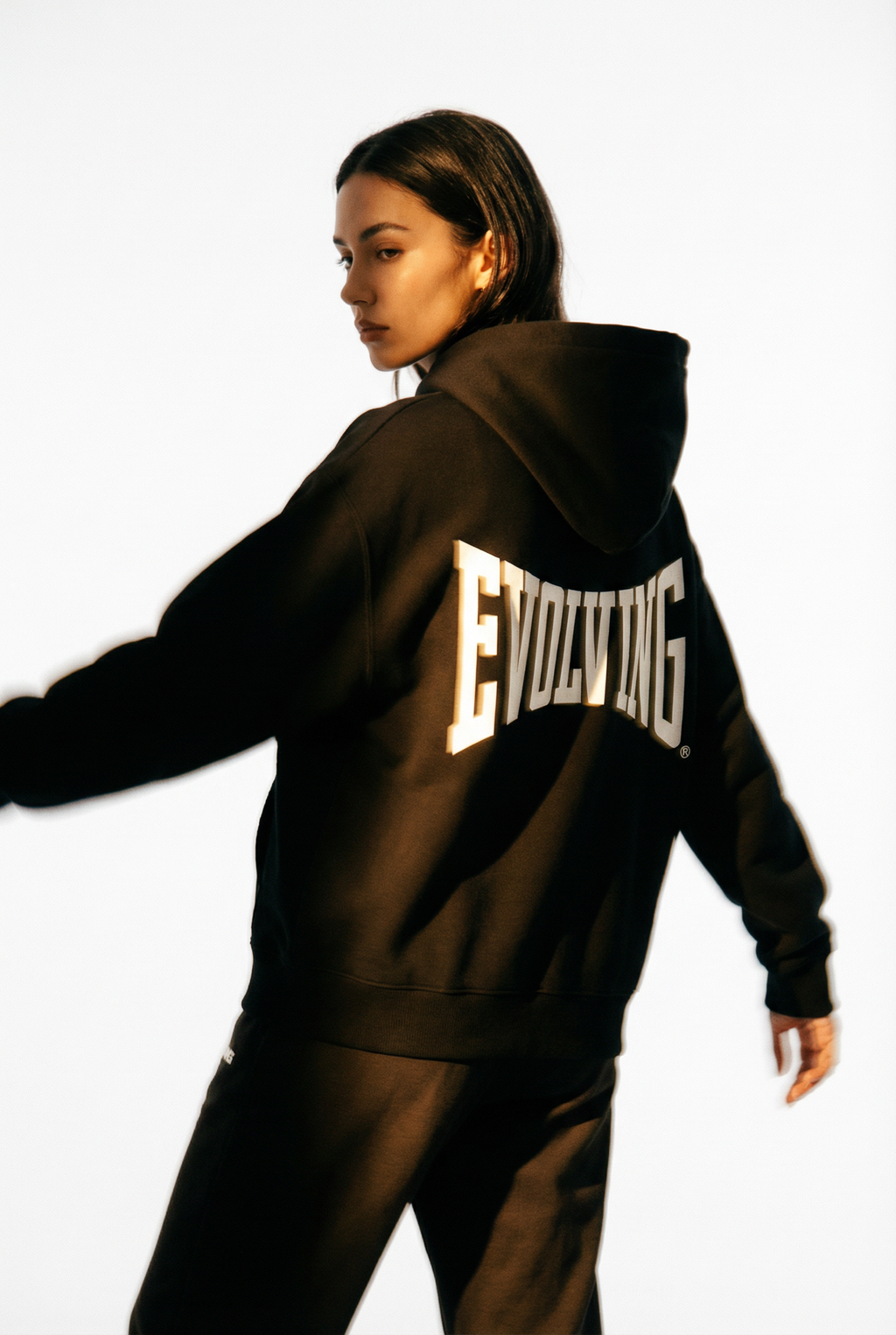 Evolving Boxy Zip Hoodie in Black