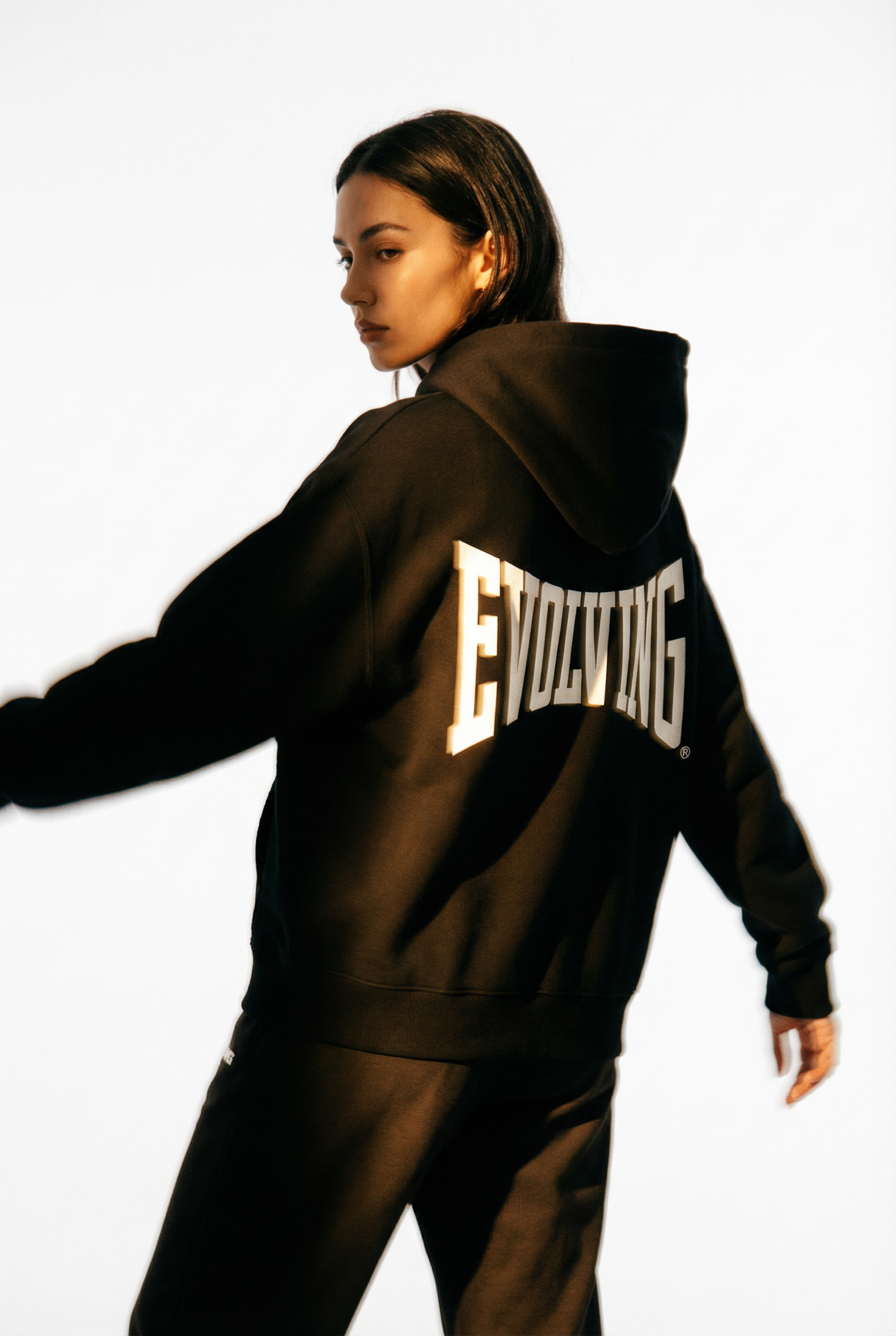 Evolving Boxy Zip Hoodie in Black