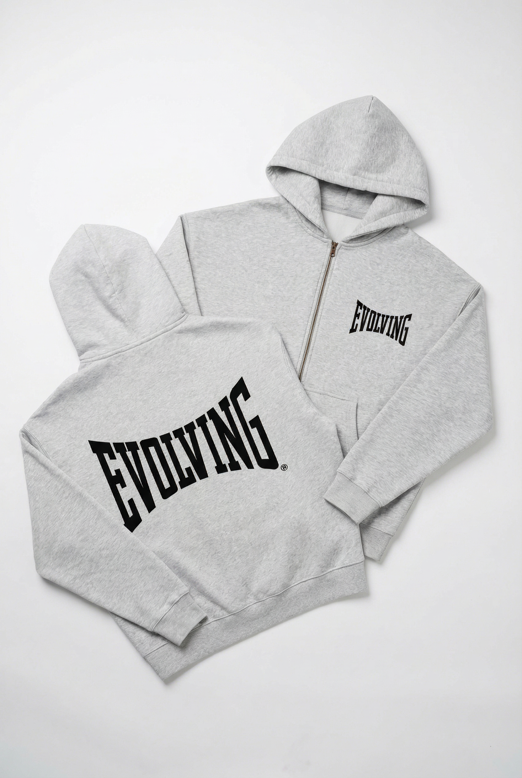 Evolving Boxy Zip Hoodie in Grey