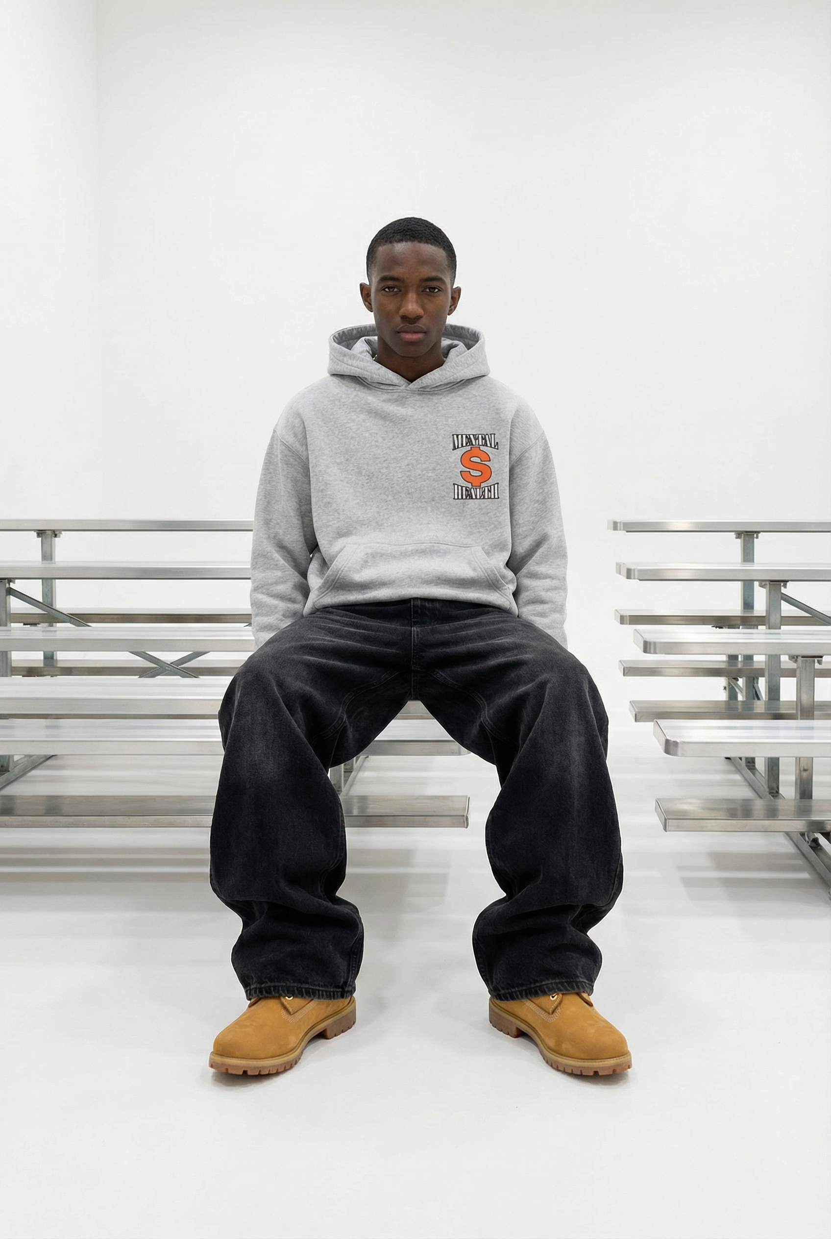 Mental Money Boxy Hoodie in Grey