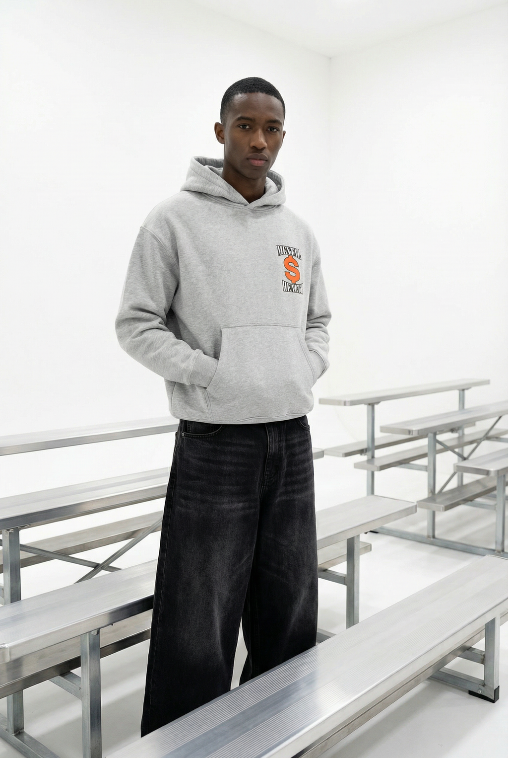 Mental Money Boxy Hoodie in Grey