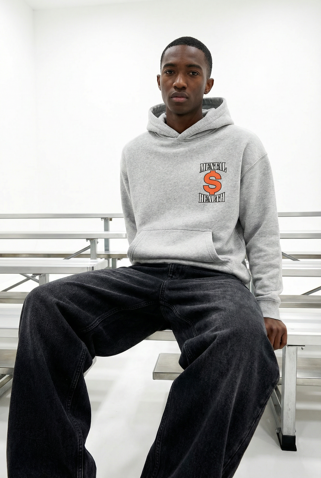 Mental Money Boxy Hoodie in Grey