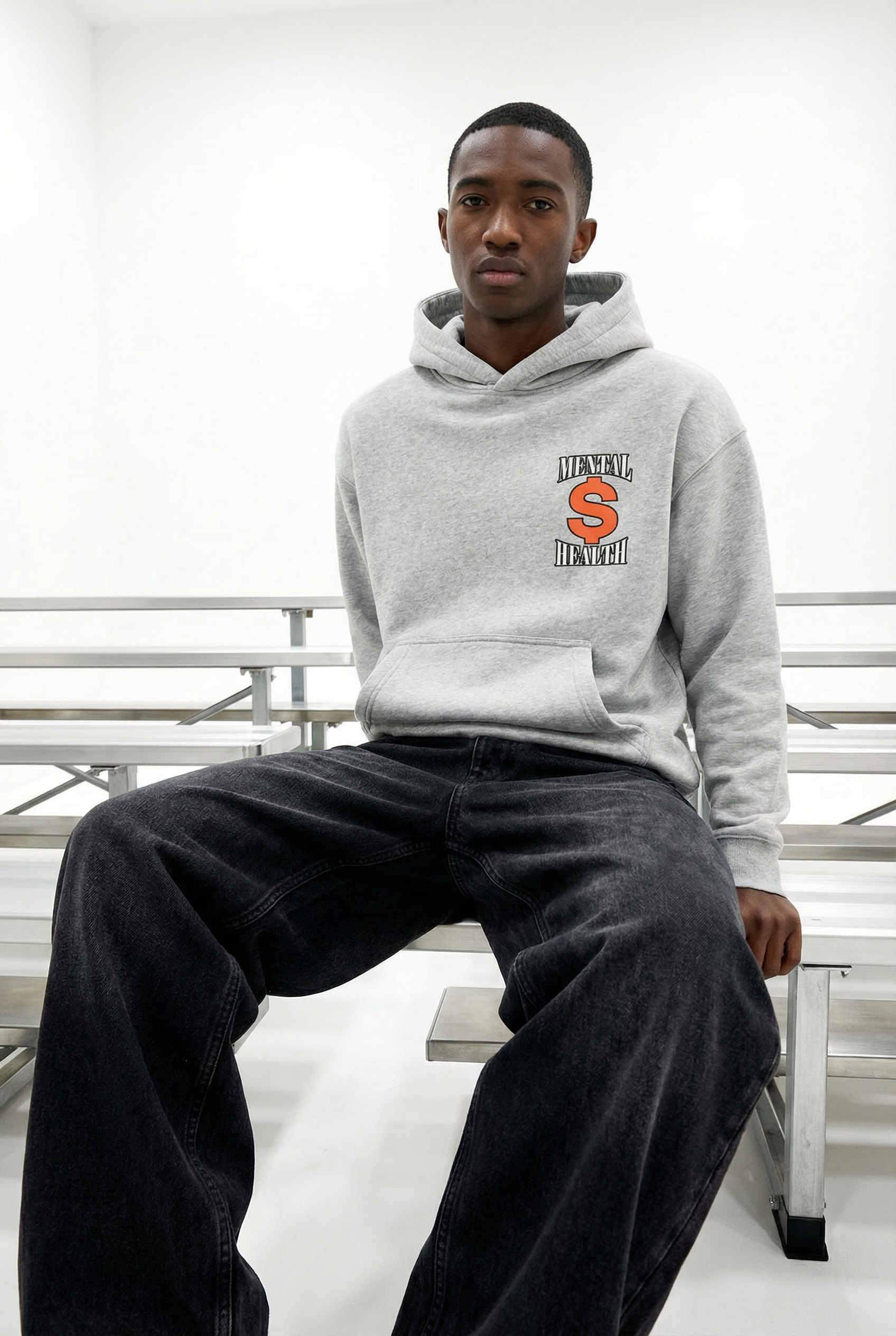 Mental Money Boxy Hoodie in Grey