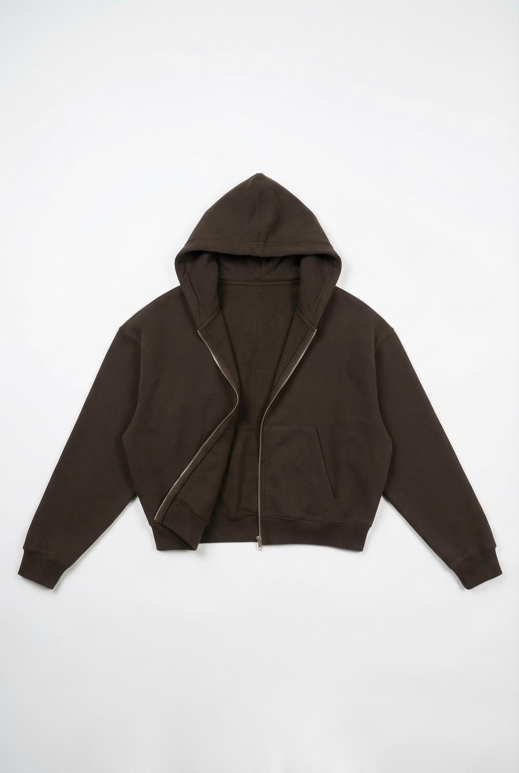 CORE: 380 GSM Box Zip Hoodie in Chocolate