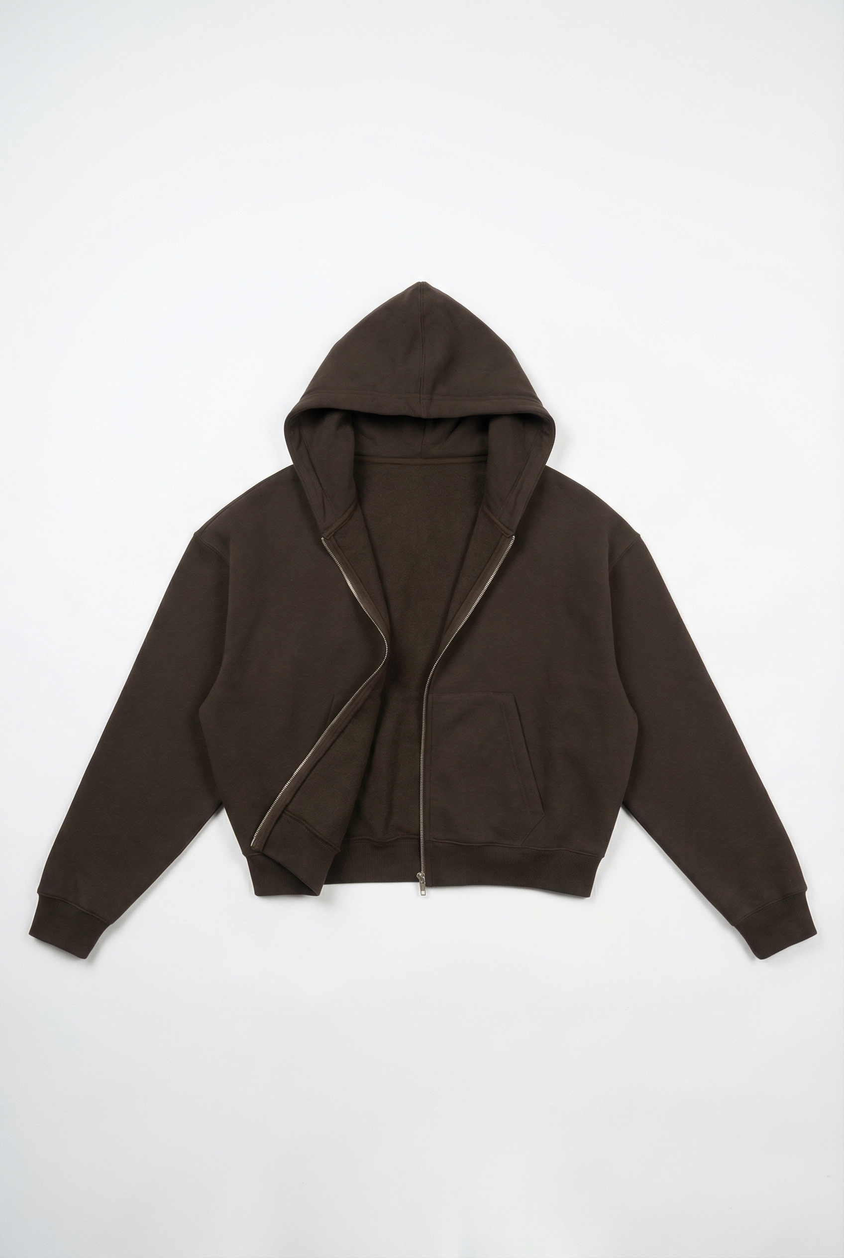 CORE: 380 GSM Box Zip Hoodie in Chocolate