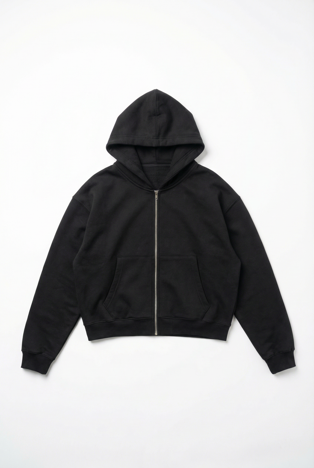 CORE: 380 GSM Box Zip Hoodie in Black