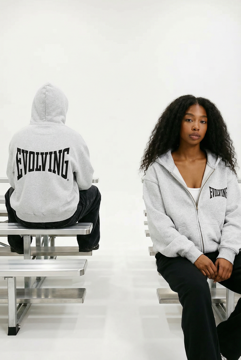 Evolving Boxy Zip Hoodie in Grey