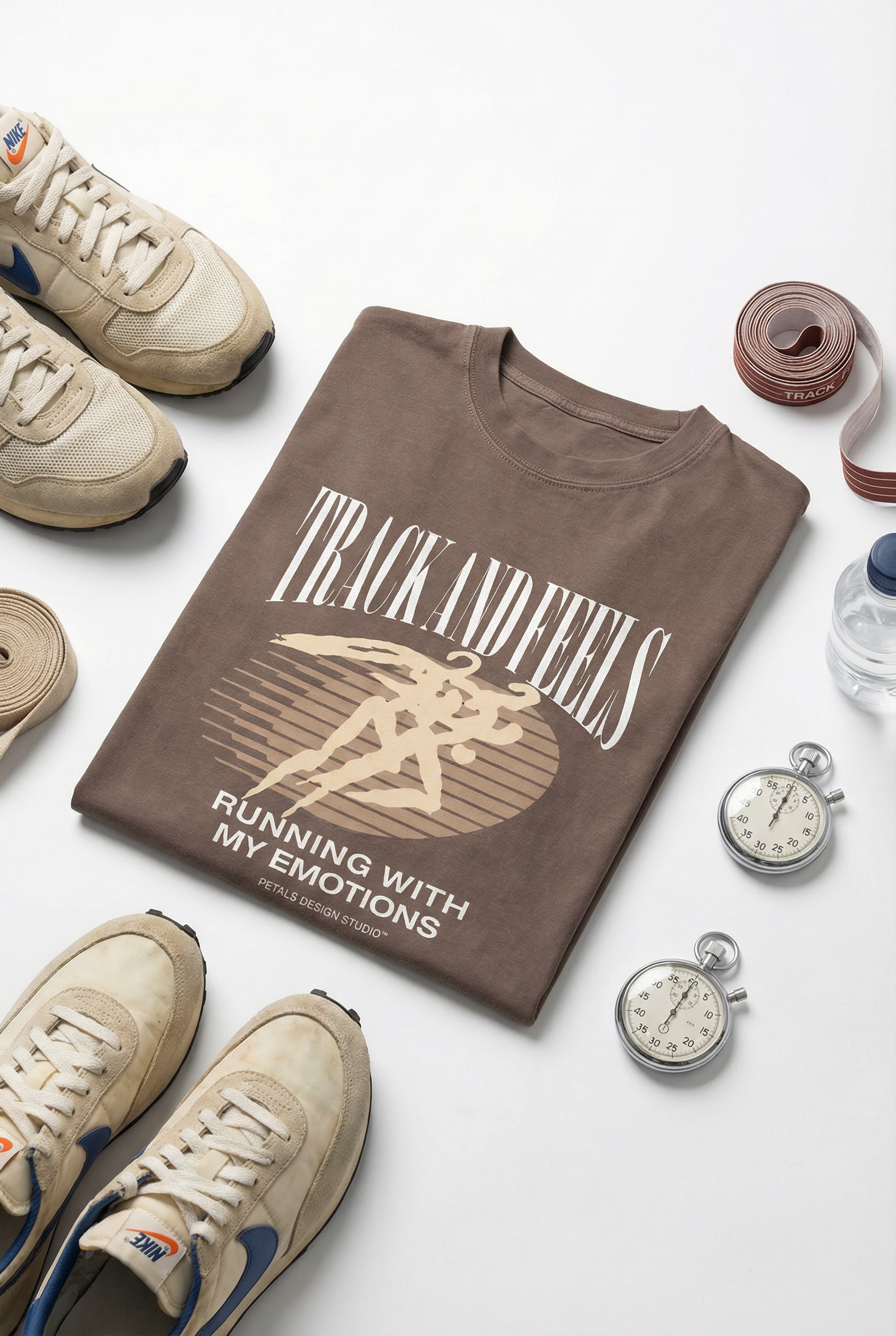 Track & Feels Vintage Brown Oversized Tee