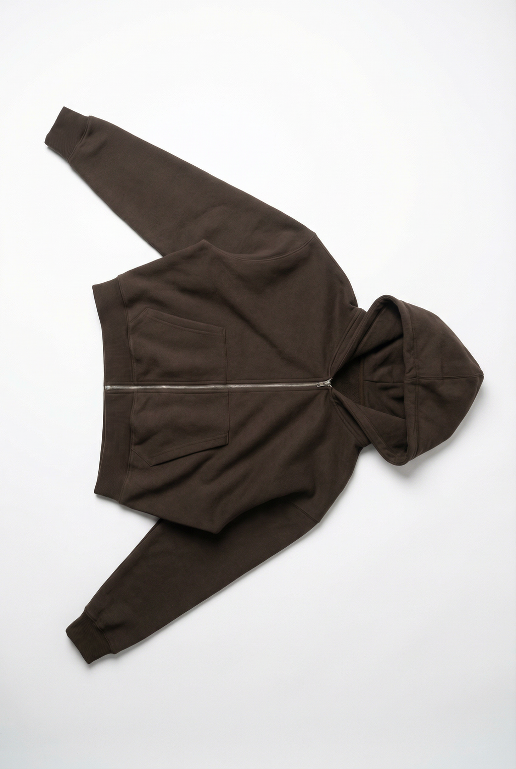 CORE: 380 GSM Box Zip Hoodie in Chocolate