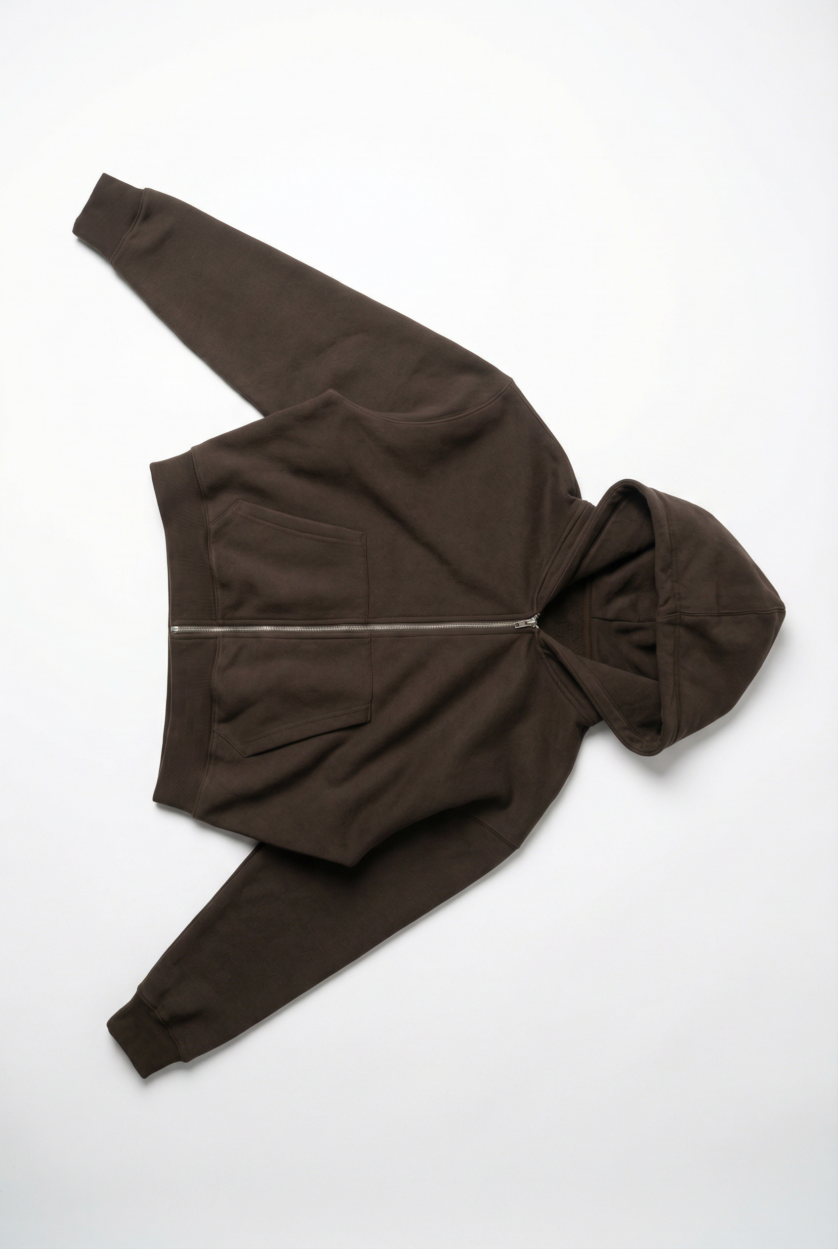 CORE: 380 GSM Box Zip Hoodie in Chocolate