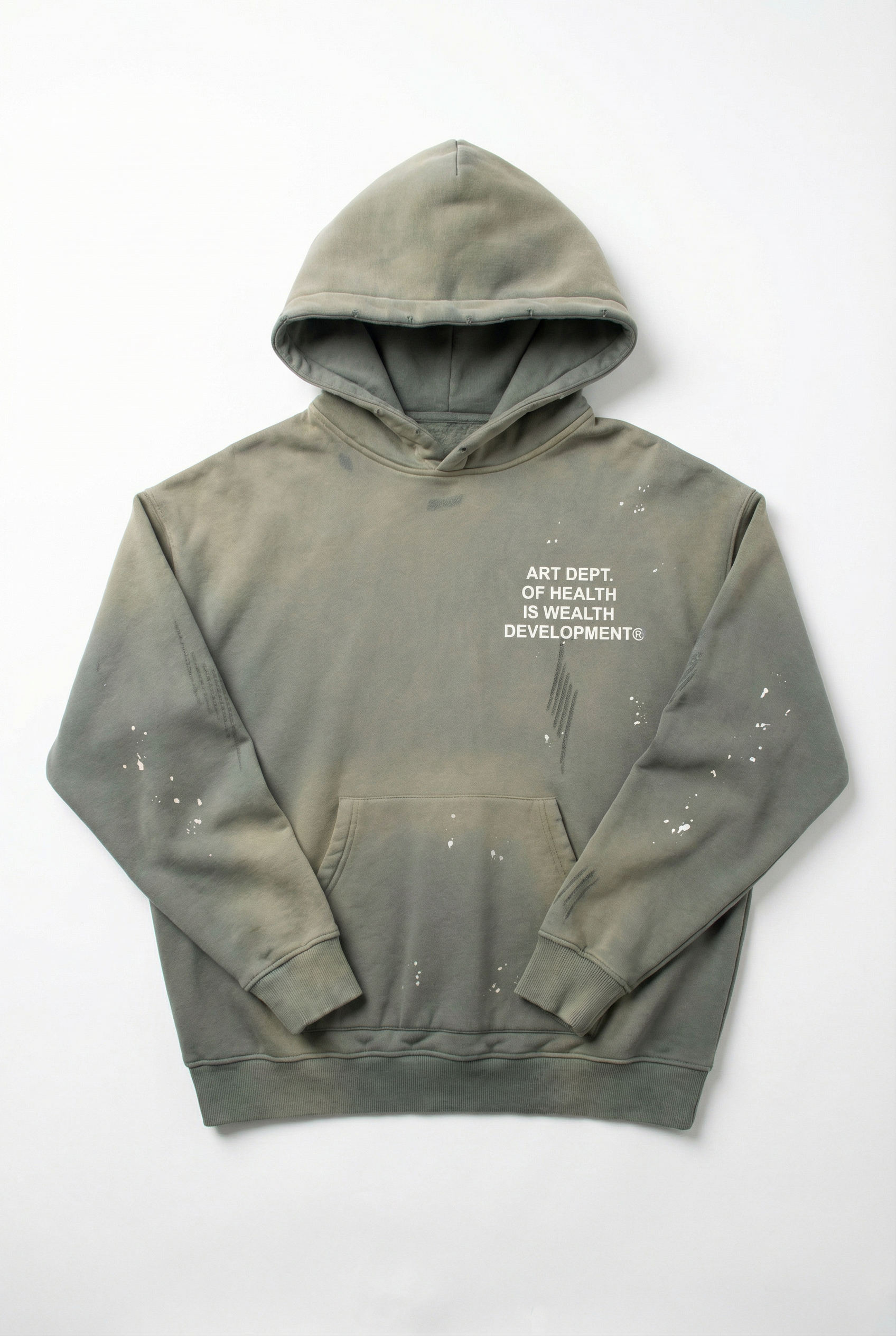 Health is Wealth Distressed Hoodie in Moon Grey
