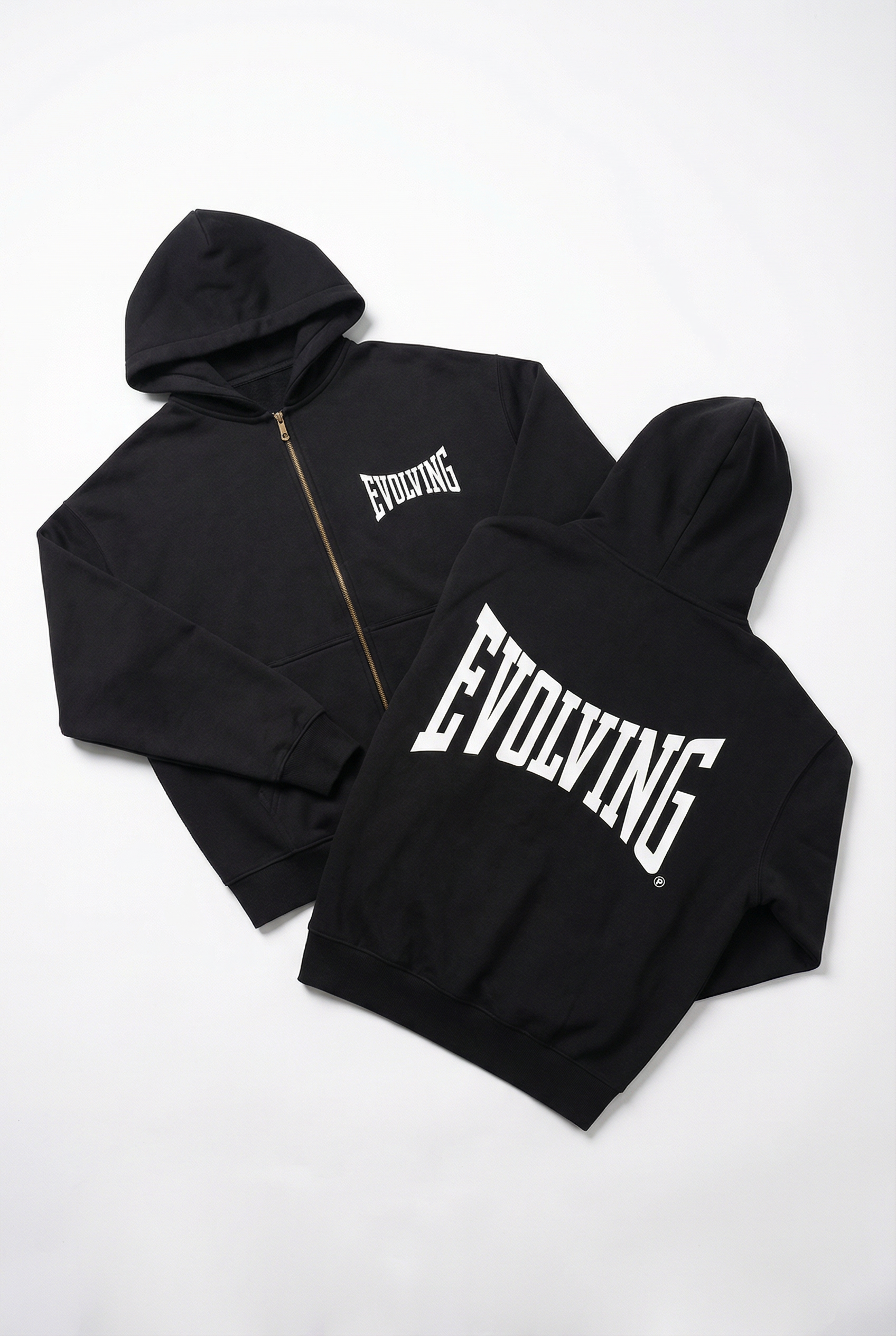 Evolving Boxy Zip Hoodie in Black