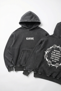 Love Vintage Washed Hoodie in Black