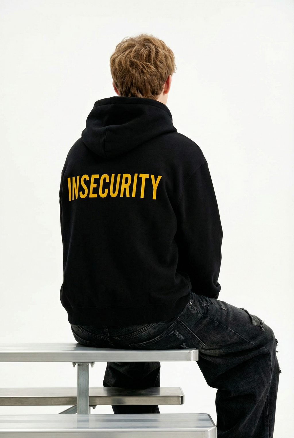 Insecurity Boxy Hoodie in Black