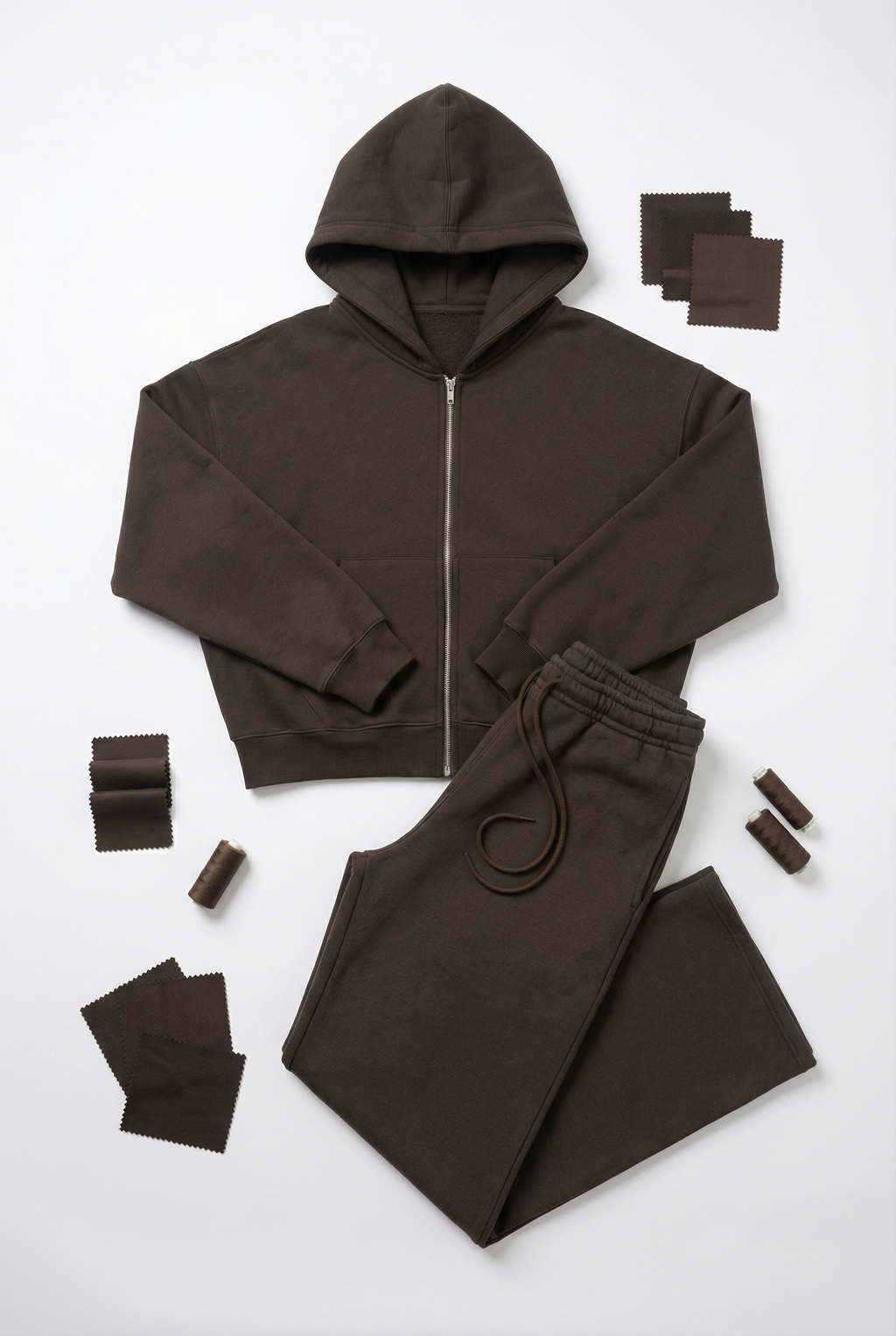CORE: 380 GSM Box Zip Hoodie in Chocolate