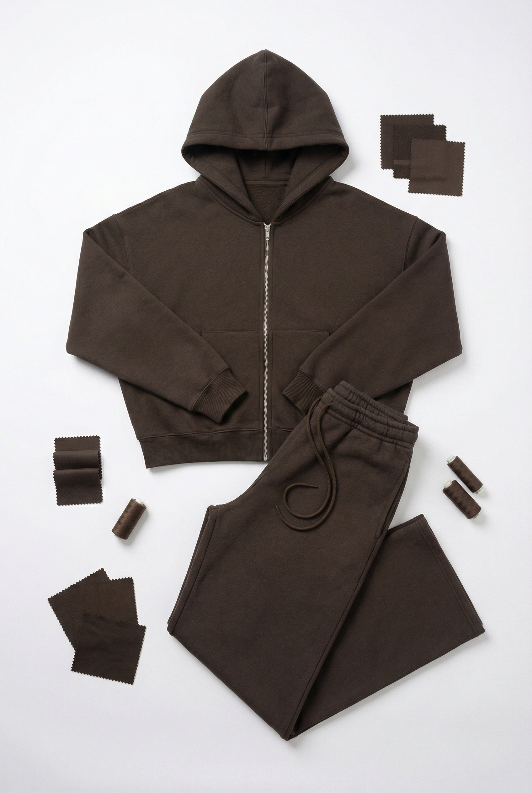 CORE: 380 GSM Box Zip Hoodie in Chocolate