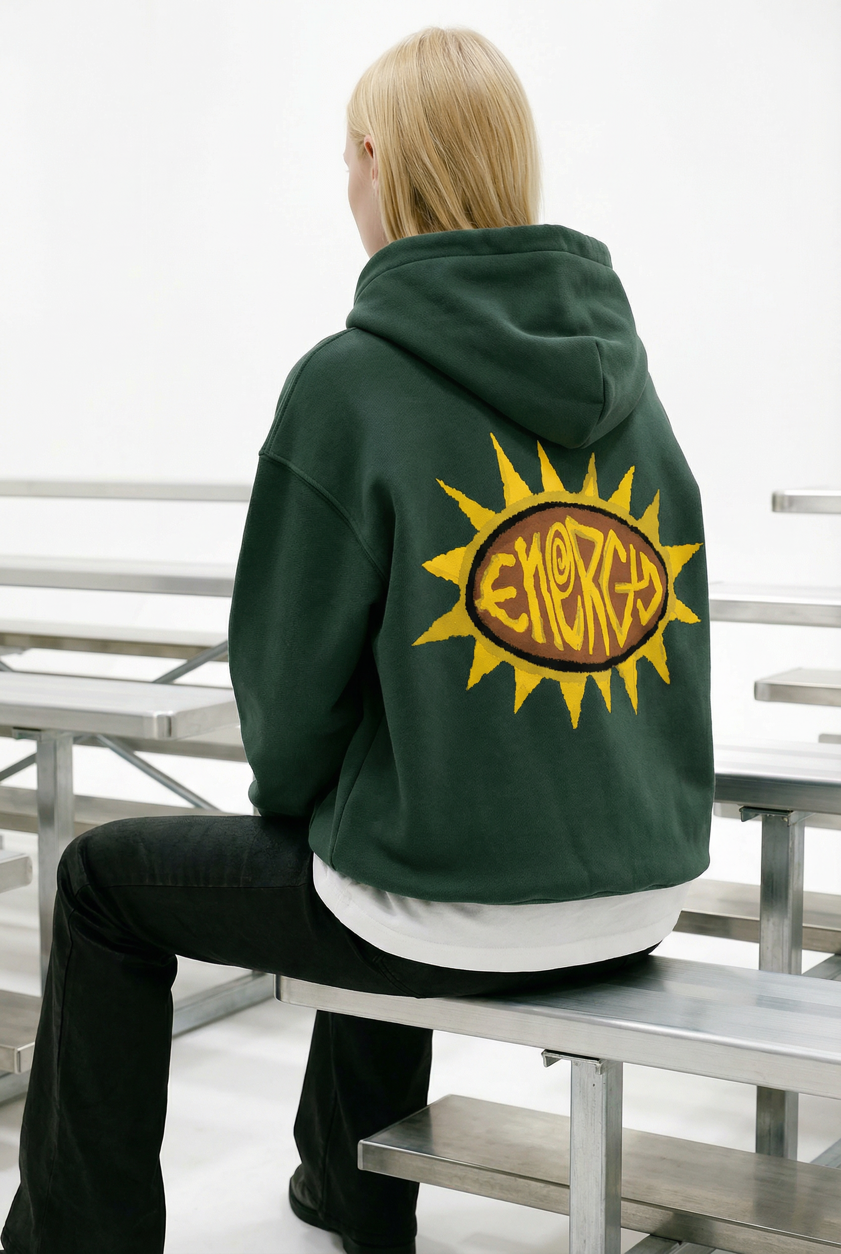 Energy Boxy Zip Hoodie in Green