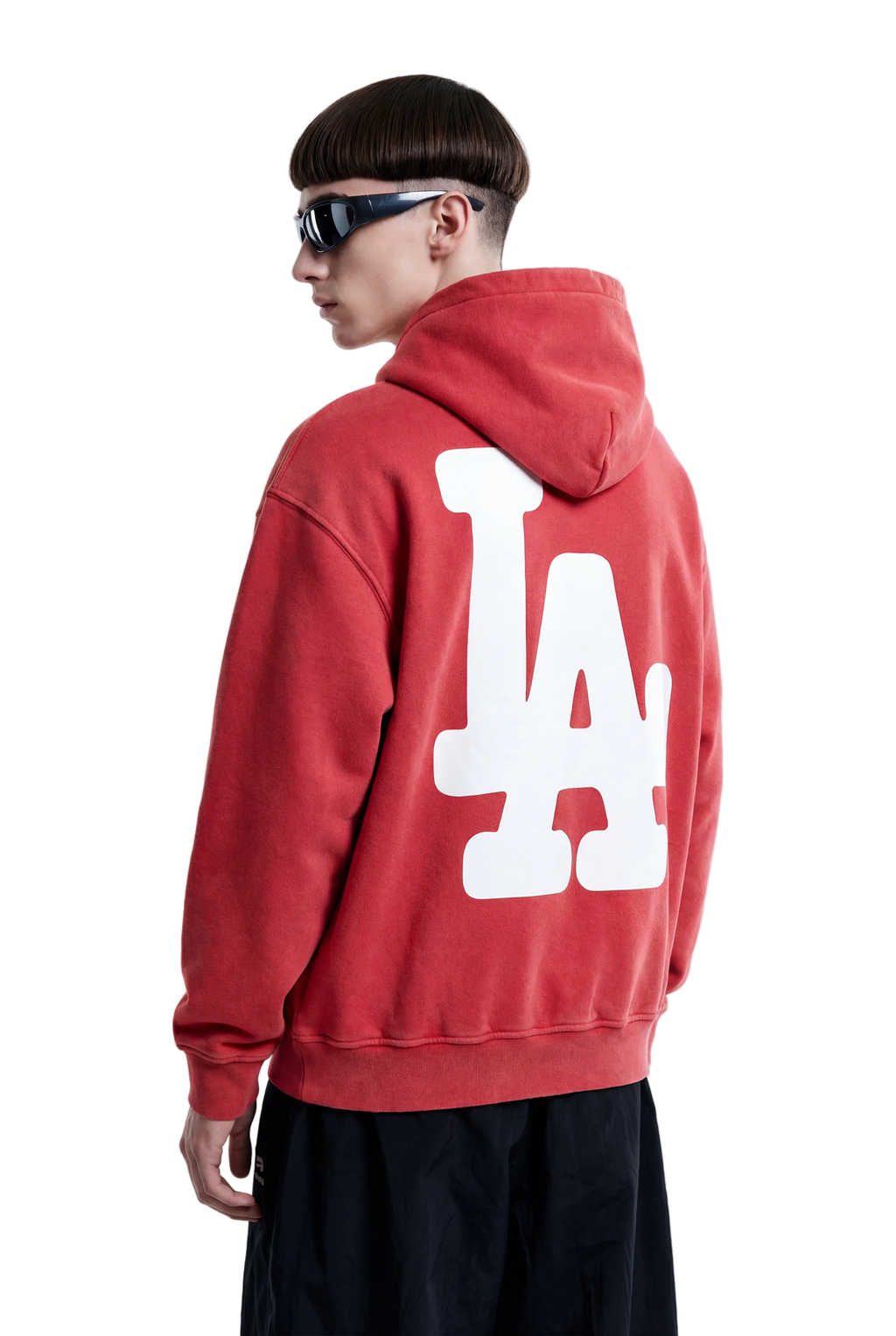 LA Bootleg Vintage Washed Hoodie in Red