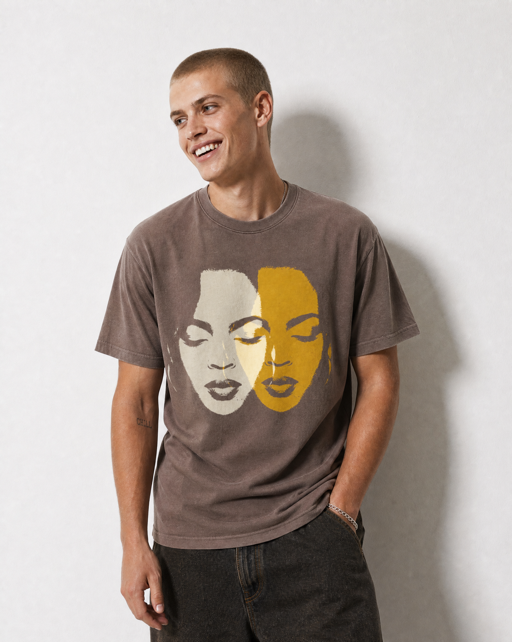 Lost Ones Vintage Washed Tee in Brown