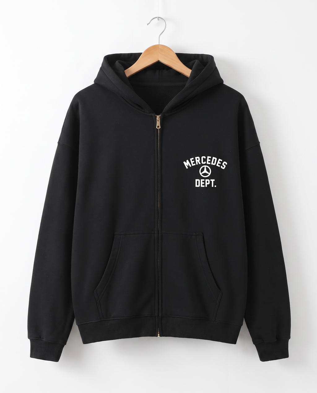 Merc Dept. Boxy Zip Hoodie in Black