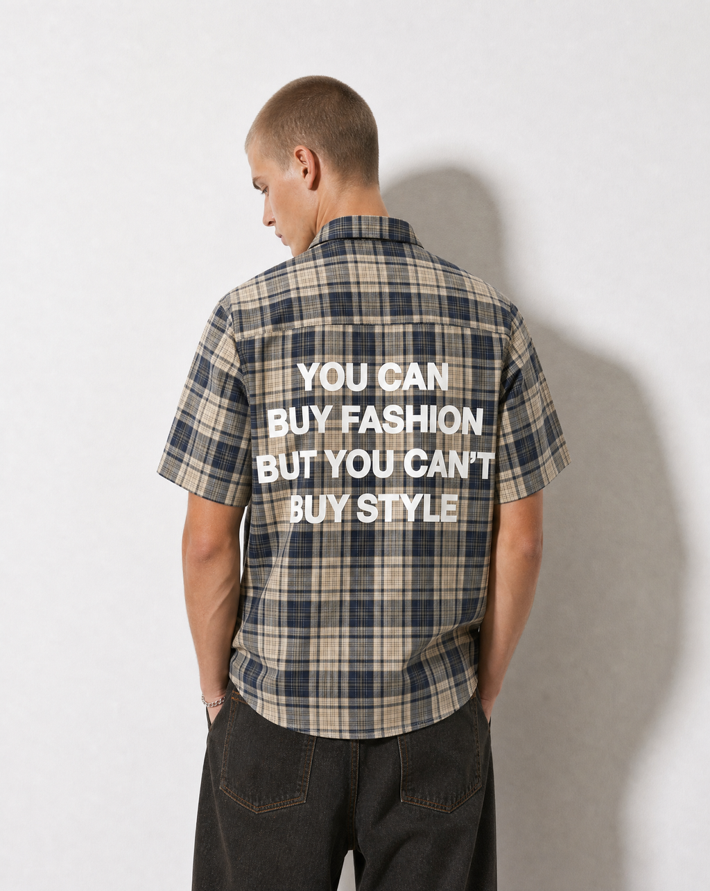 PDS Chex Boxy Button Up in Blue/Cream